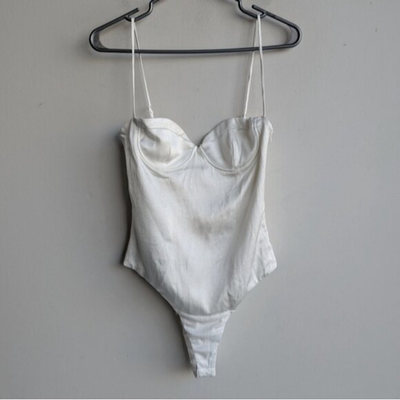 Zara White Satin Bustier Bodysuit - Picture 4 of 7